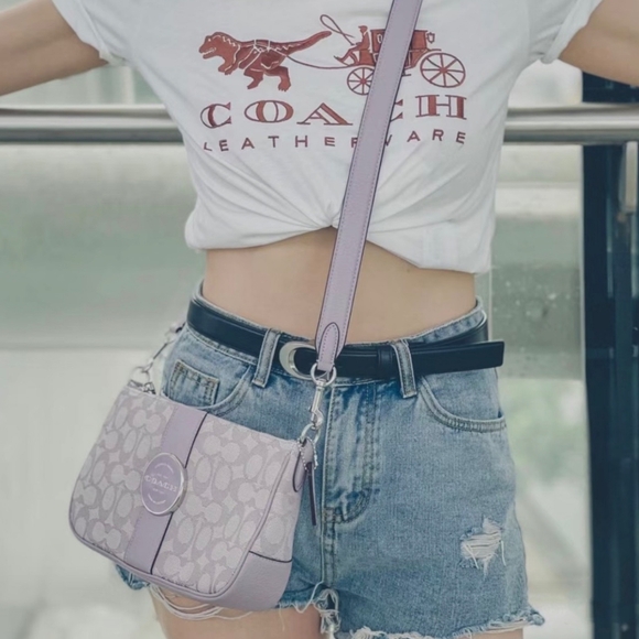 100% Authentic Guarantee ⚛️👜Coach Lonnie Baguette In Signature Jacquard - Picture 6 of 10